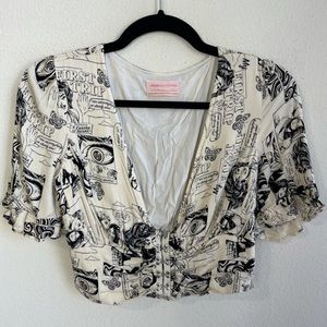 Urban Outfitters UO Comic Print Trippy Shroom Crop Top Bustier